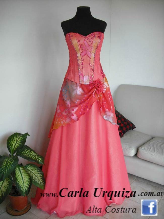vestido largo coral